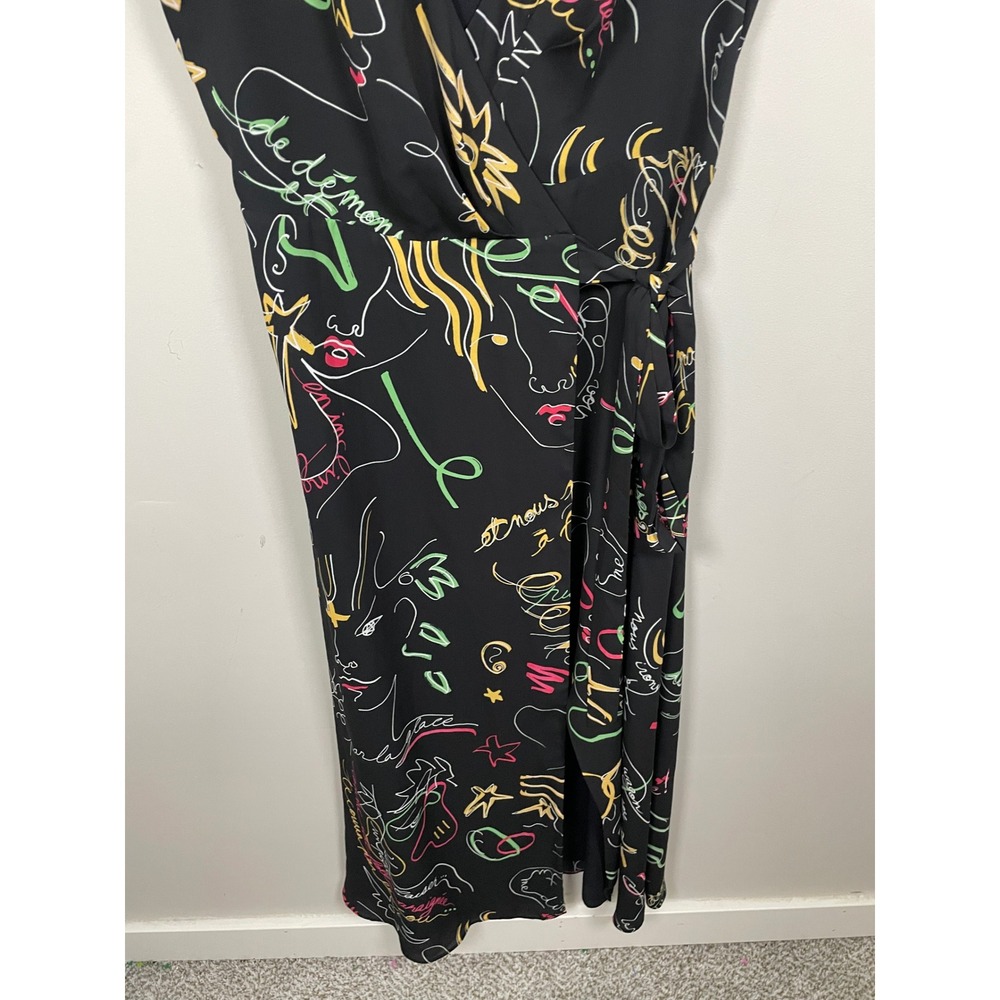 Aritzia Babaton Wallace Split Wrap Midi Dress in Doodle Print Size Small - Picture 4 of 12